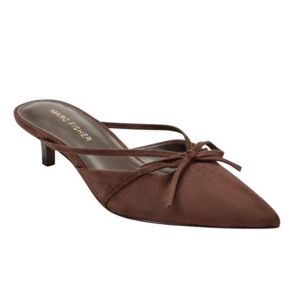 Marc Fisher Shoes - Marc Fisher Women's Dark Brown Florin Kitten Heels Mule Size 7.5M